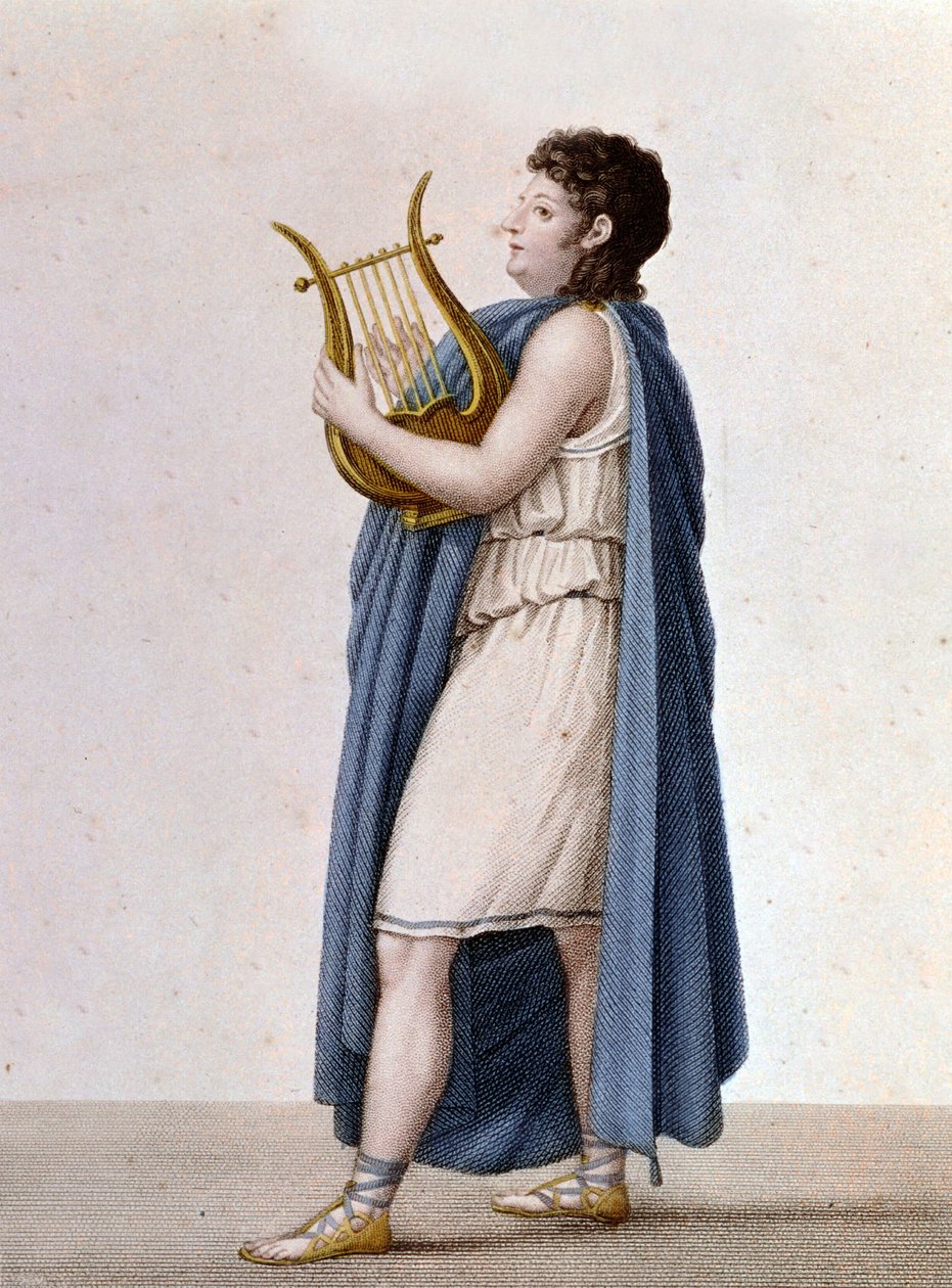 Portræt af den franske tenor Adolphe Nourrit (1802 - 1839) i rollen som Orpheus i Christof Glcks værk af samme navn. af Unknown artist
