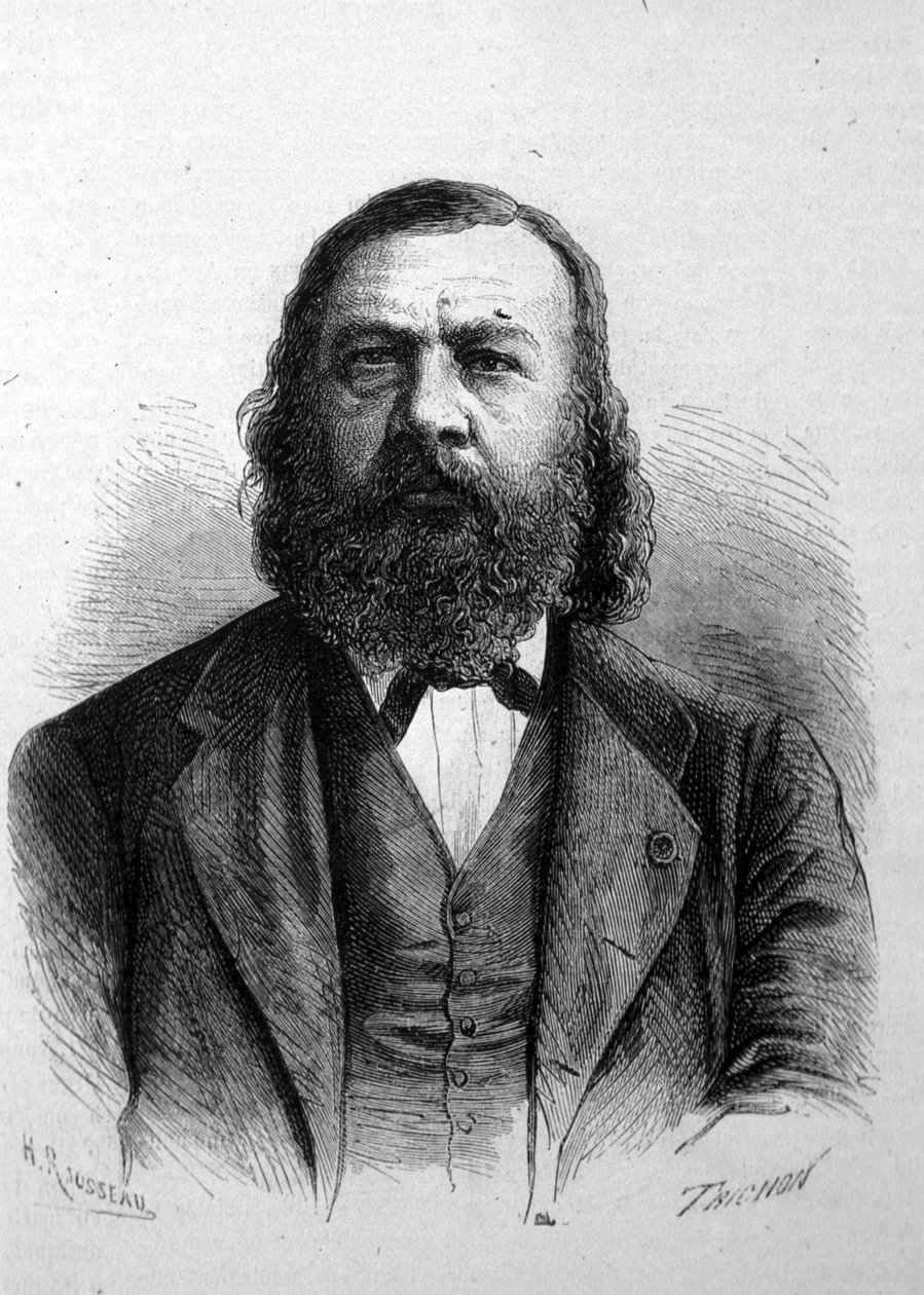 Portræt af den franske forfatter Theophile Gautier (1811 - 1872). af Unknown artist