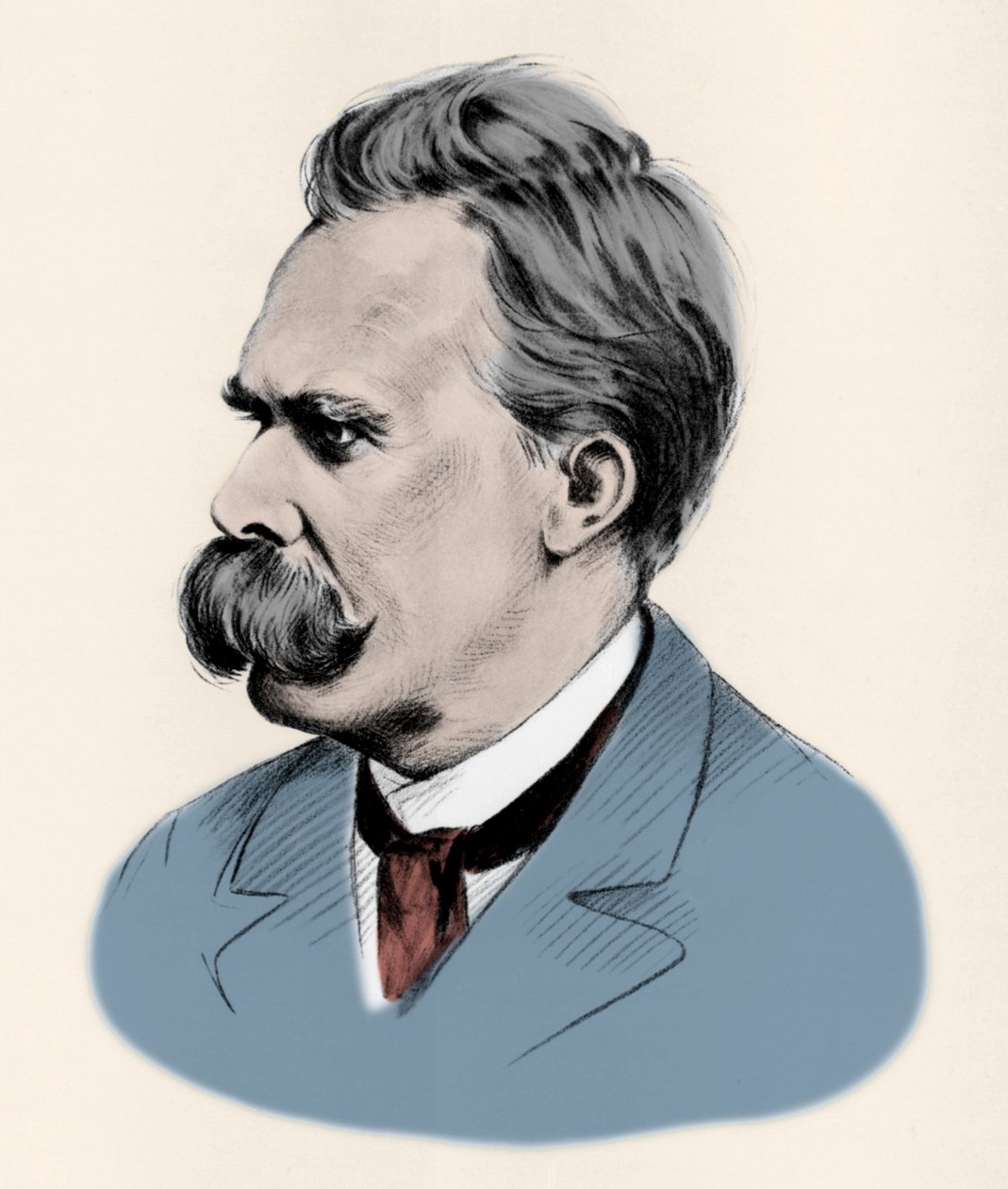 Portræt af den tyske filosof Friedrich Nietzsche (1844-1900). af Unknown artist