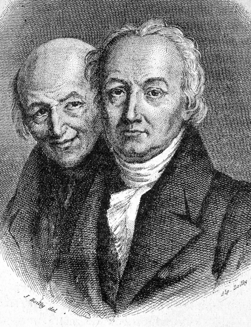 Portræt af Hauy-brødrene: Abbe Rene Just Hauy (1743 - 1822), fransk mineralog, og Valentin Hauy (1745 - 1822), fransk pædagog - i "" Les Contemporains", n.d. slutningen af 1800-tallet. af Unknown artist