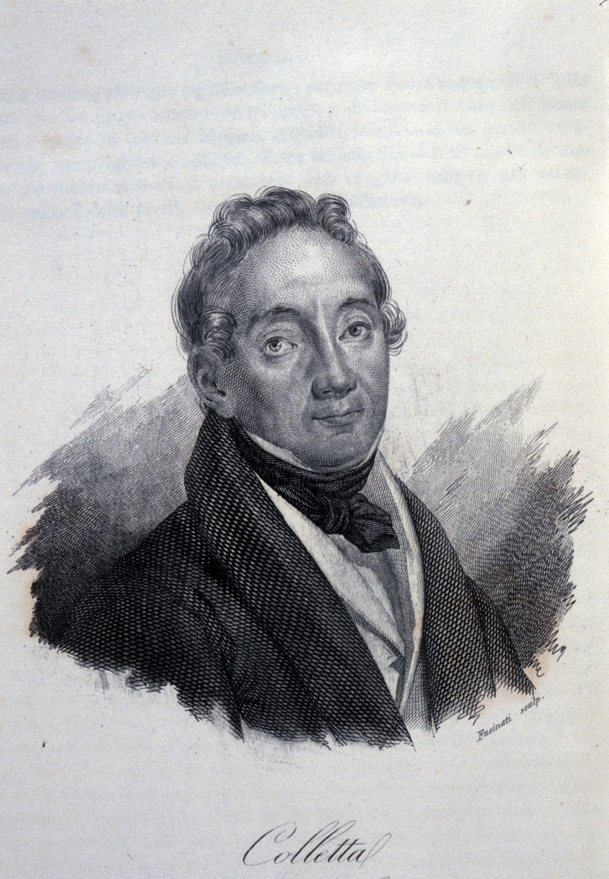 Portræt af den italienske patriot og historiker Pietro Colletta (1775-1831) Indgravering af det 19. århundrede af Unknown artist