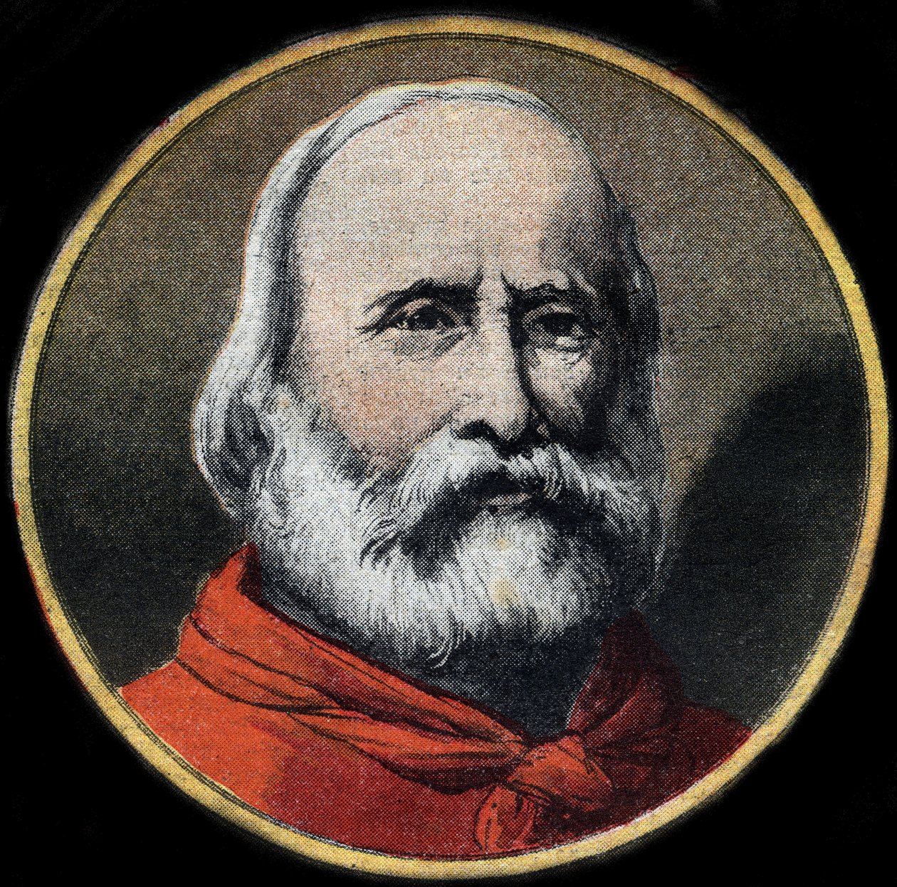 Portræt af det italienske militær og politiker Giuseppe Garibaldi (1807-1882). Privat samling. af Unknown artist