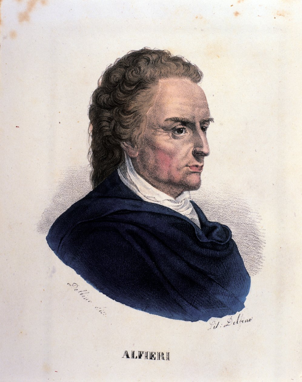 Portræt af den italienske digter og dramatiker Vittorio Alfieri (1749-1803) Stik fra det 19. århundrede af Unknown artist