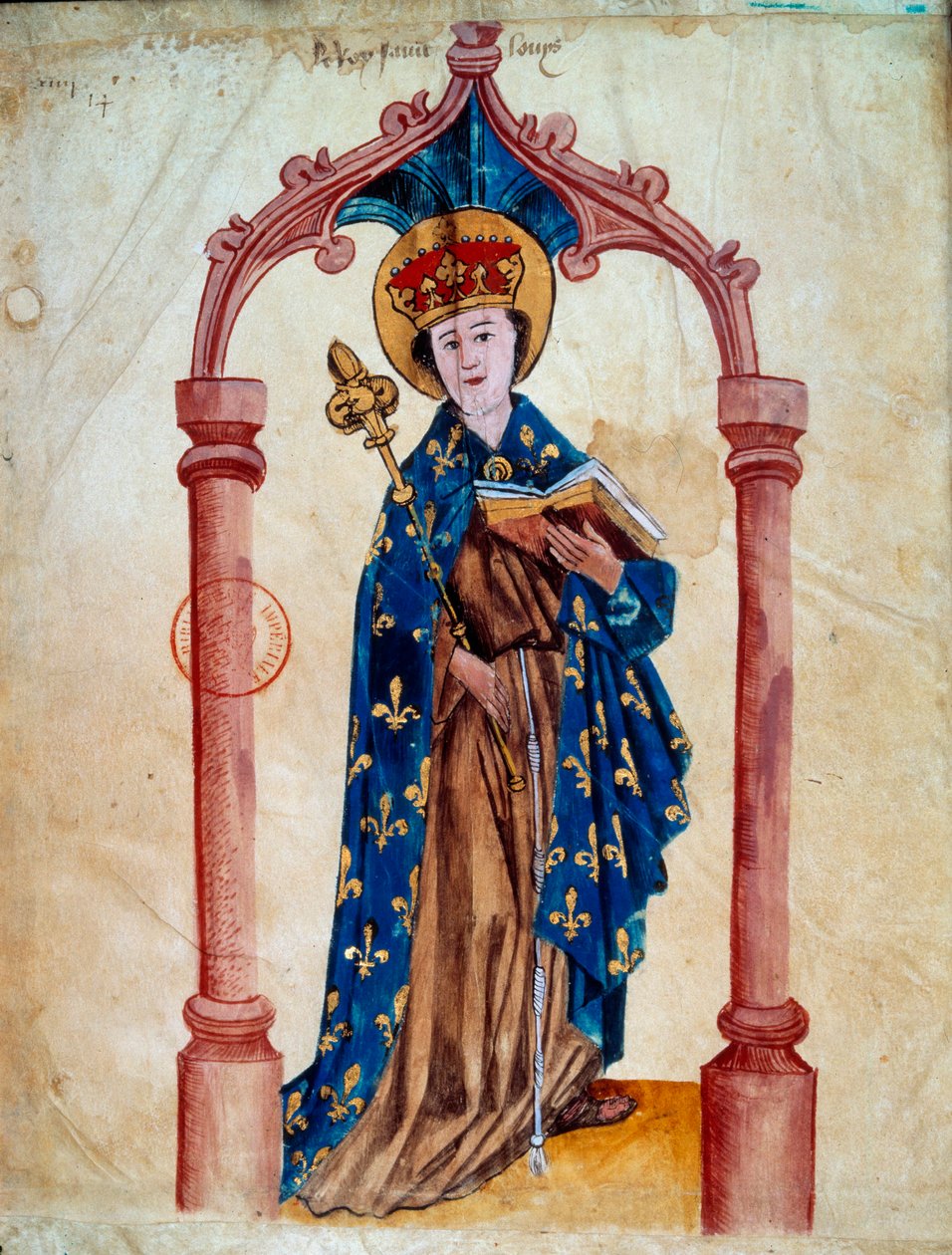 Portræt af kongen af Frankrig Louis IX (Saint Louis) (1214-1270) Miniature fra "L