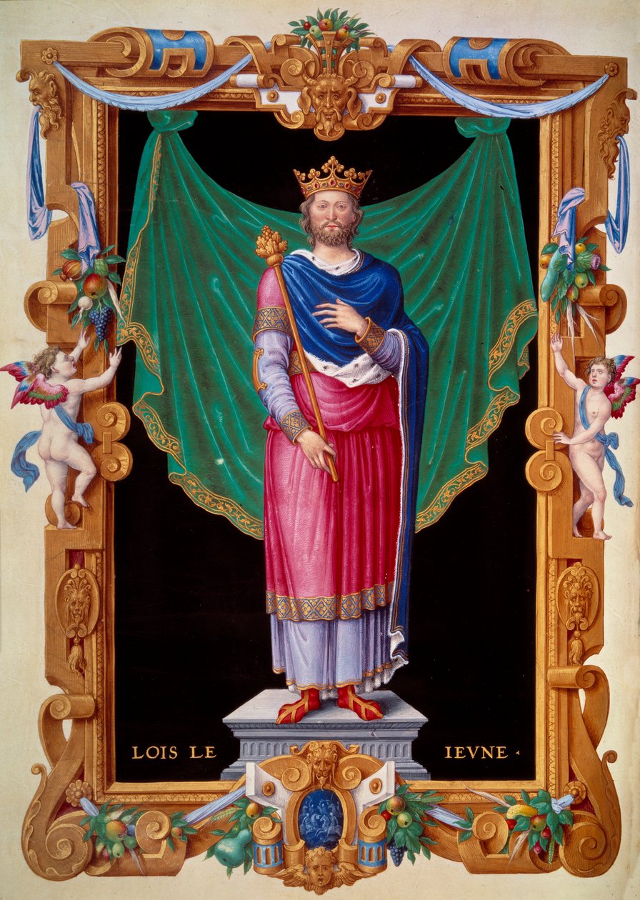 Portræt af kongen af ​​Frankrig Ludvig VII den unge (1120-1180). Miniature i "" Samling af Frankrigs konger"" af Jean du Tillet af Unknown artist