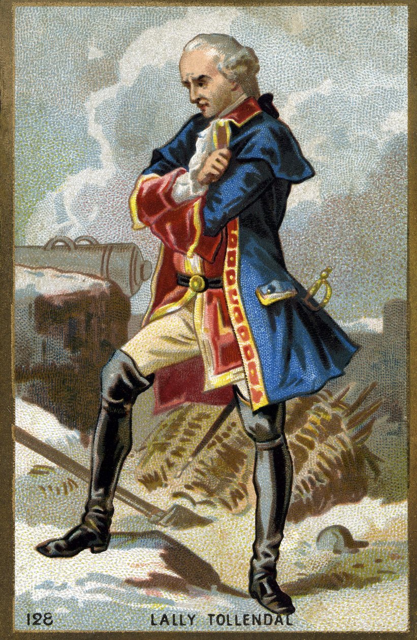 Portræt af markisen af Thomas Arthur, baron de Tollendal, jarl af Lally (1702 - 1766), fransk general af irsk oprindelse. Kromolitografi i slutningen af det 19. århundrede. af Unknown artist