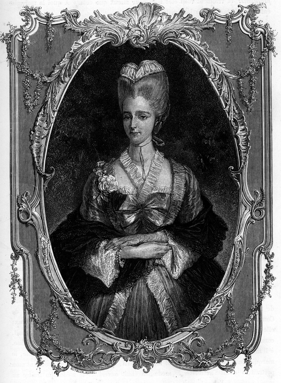 Portræt af Marquise of Boufflers Marie Francoise Catherine de Beauvau Craon (1711-1787) - Indgravering af 1862 i "" The Queens of the World"" af vores første forfattere - Udgivet under ledelse af JGD Armandaud af Unknown artist
