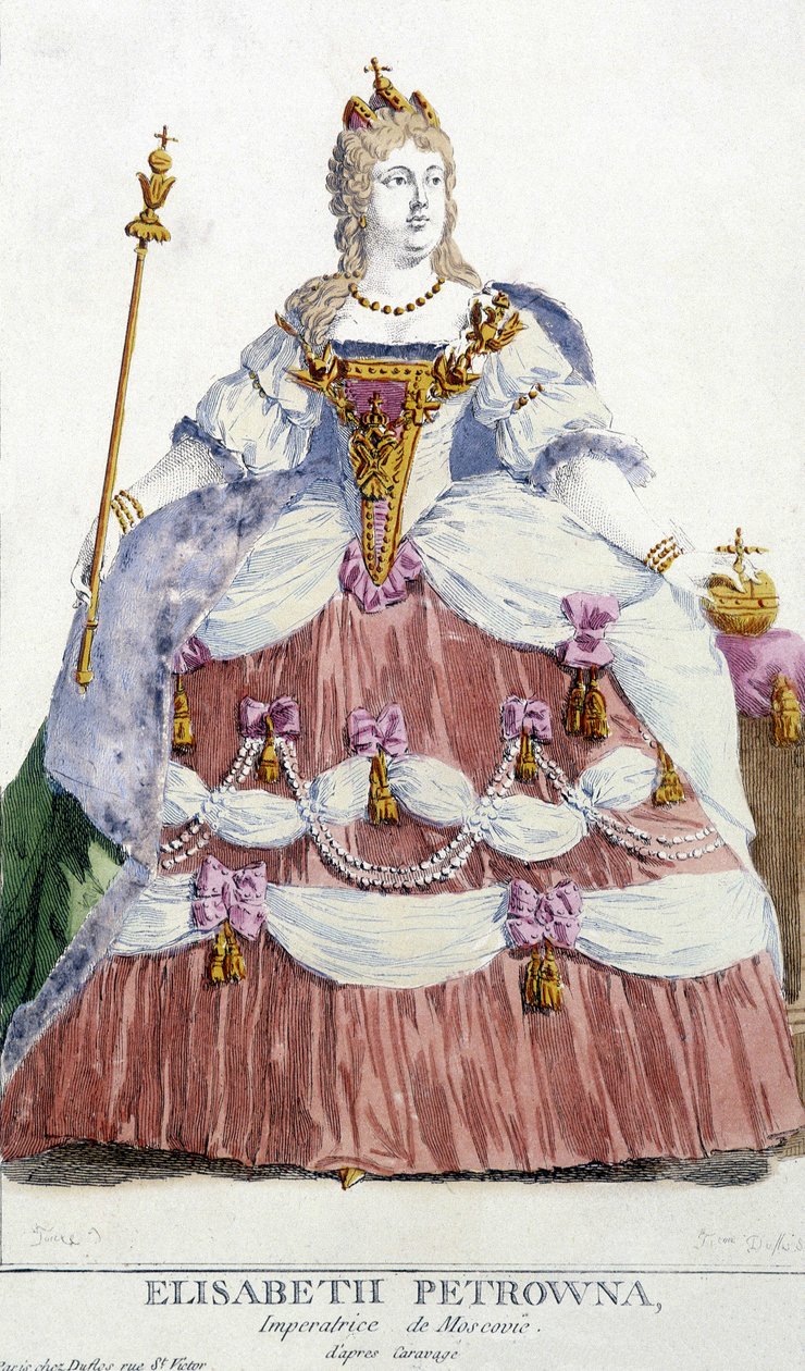 Portræt af Moskva-impressen Elisabeth Petrowna (datter af Peter den Store 1709-1761). Illustration af det 19. århundrede. af Unknown artist