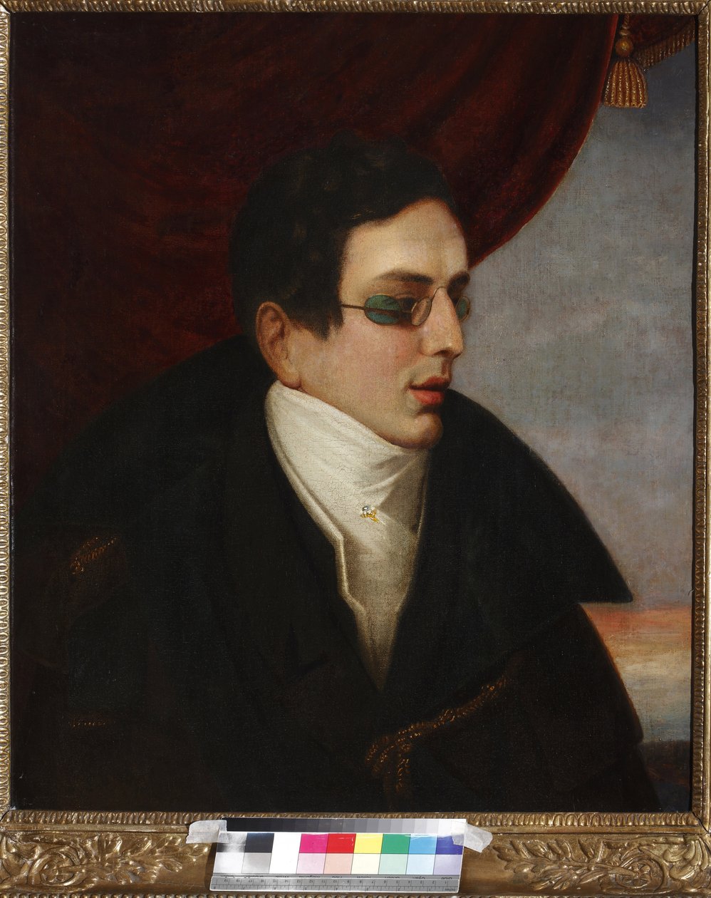 Portræt af digteren Nikolai (Nikolay) Gnedich (1784-1833), Anonym. Olie på lærred, første halvdel af det 19. århundrede, Statens centrale litterære museum, Moskva af Unknown artist
