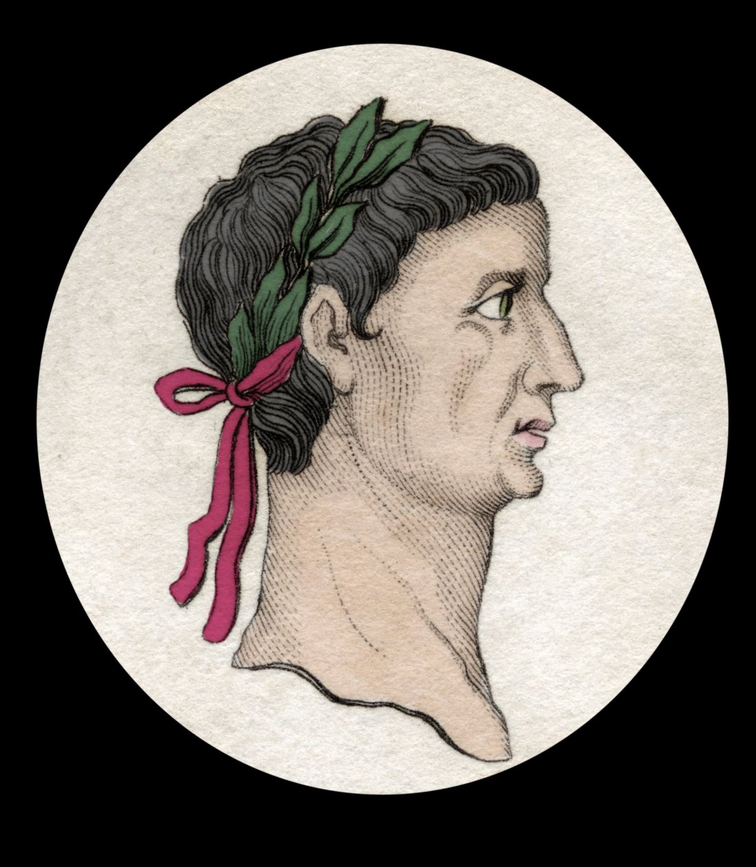 Portræt af den romerske kejser Tibere (Tiberius Claudius Nero) (42 f.Kr.-37 e.Kr.). Indgravering af det 19. århundrede. af Unknown artist
