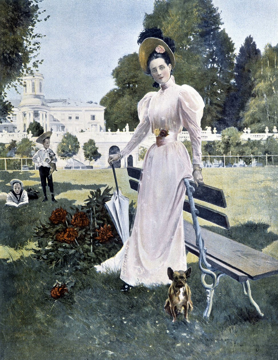 Portræt af den russiske prinsesse Youssopoff i en park i 1844. af Unknown artist