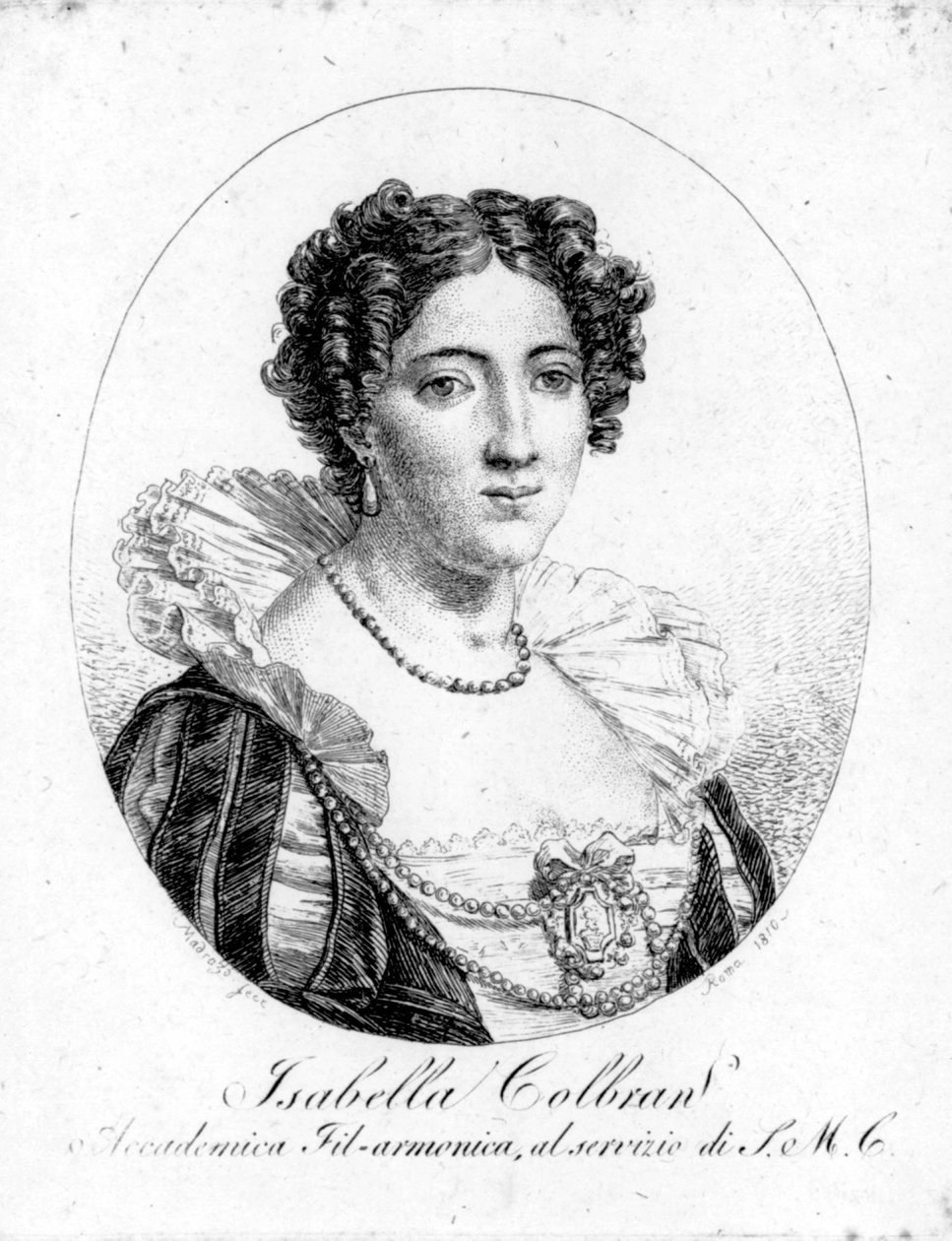 Portræt af den spanske sangerinde Isabelle Colbran (1785-1845) Indgravering af det 19. århundrede af Unknown artist