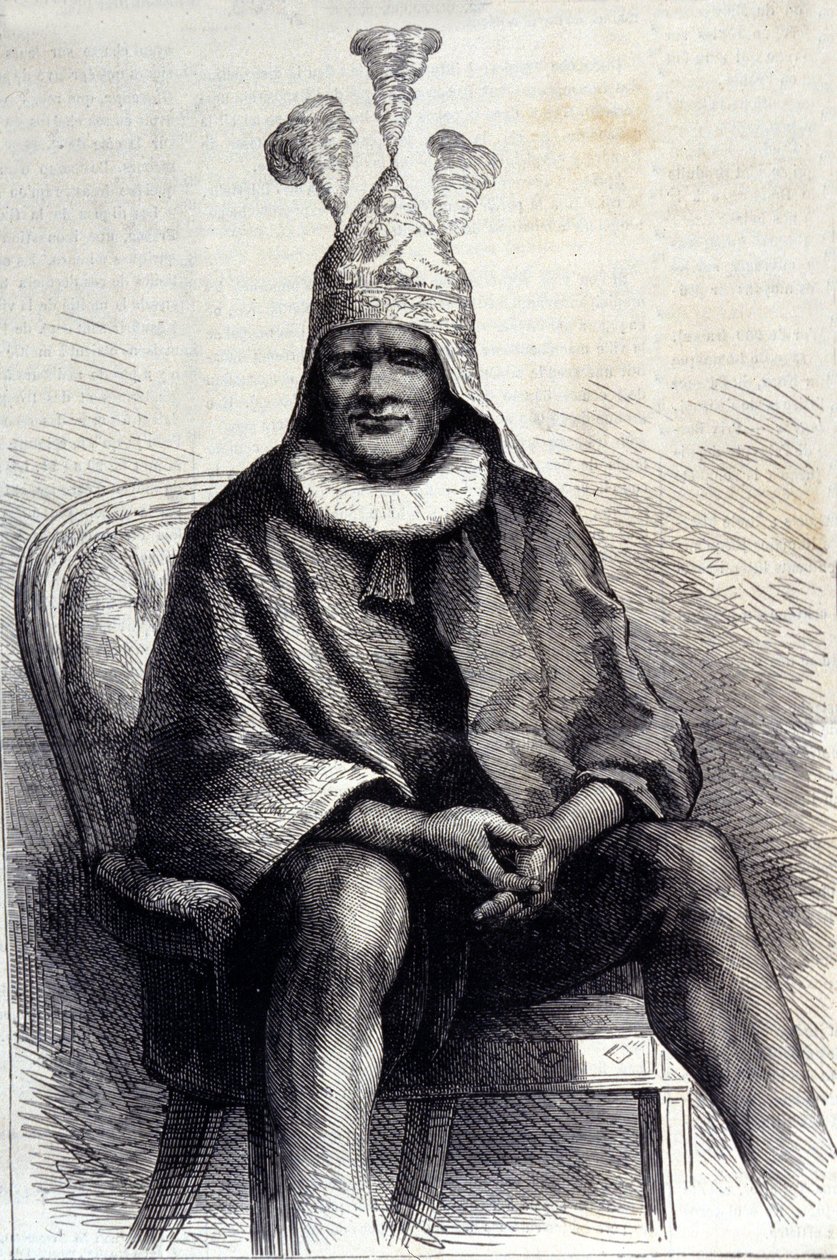 Portræt af zulukongen Cetshwayo (eller Cetawayo, Cetewayo, Cetywajo, Ketchwayo) (1826-1884) Indgravering af det 19. århundrede af Unknown artist