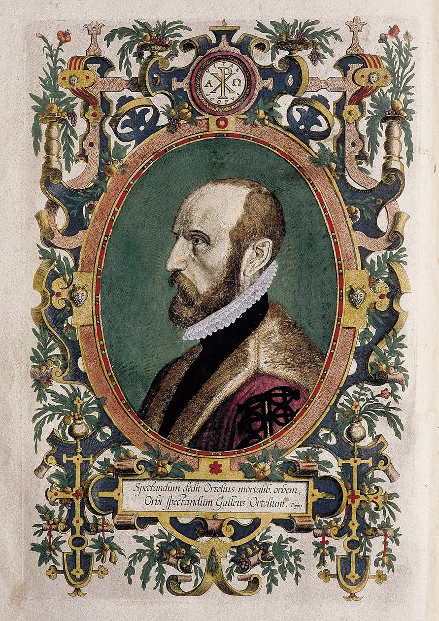 Portræt af kartografen Abraham Ortelius (farvestik) af Unknown artist