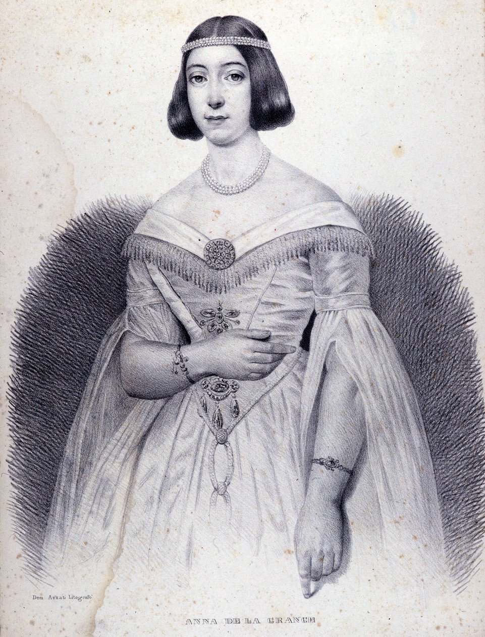 Portræt af sangerinden Anna de LA GRANGE (1824-1909). af Unknown artist