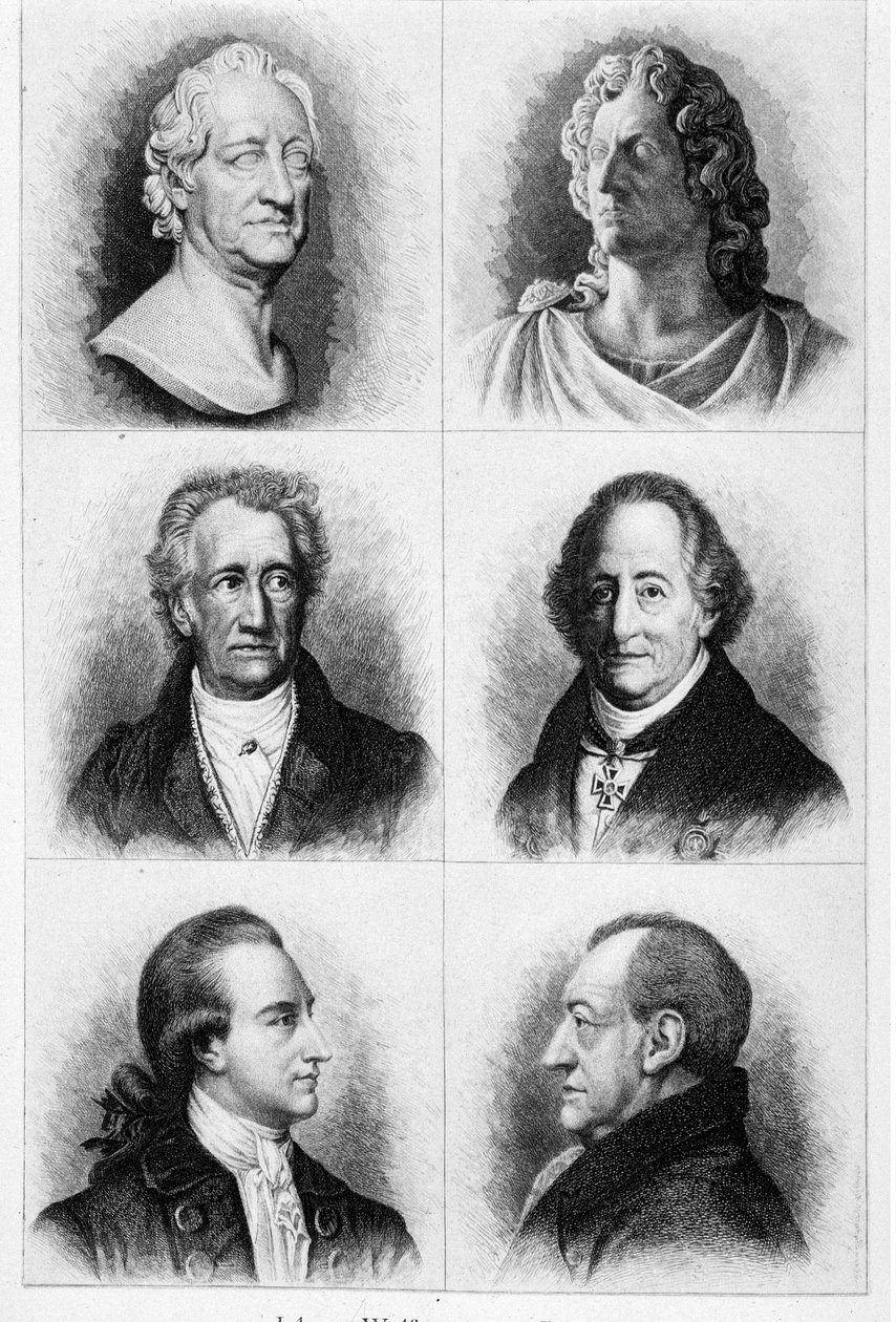 Portrætter af Goethe. Sd. gravering af det 19. århundrede. af Unknown artist