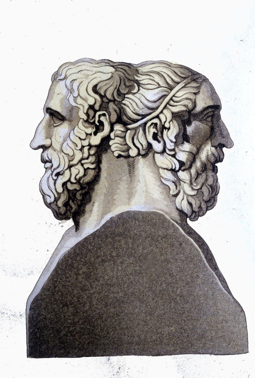 Portrætter af Homer (9. århundrede f.Kr.) og Archiloque (712 f.Kr. - 648 f.Kr.), græske digtere. af Unknown artist