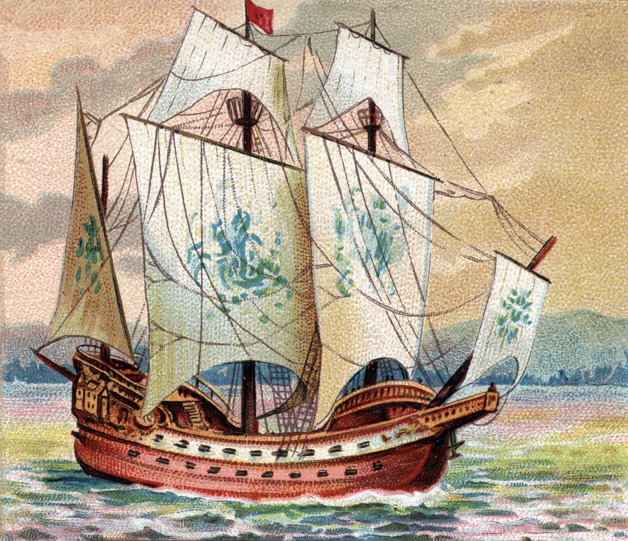 Portugisisk Carrack - Portugisisk Caraque - Repræsentation af en karak (skib) karakter af den portugisiske flåde slutningen af det 15. århundrede af Unknown artist