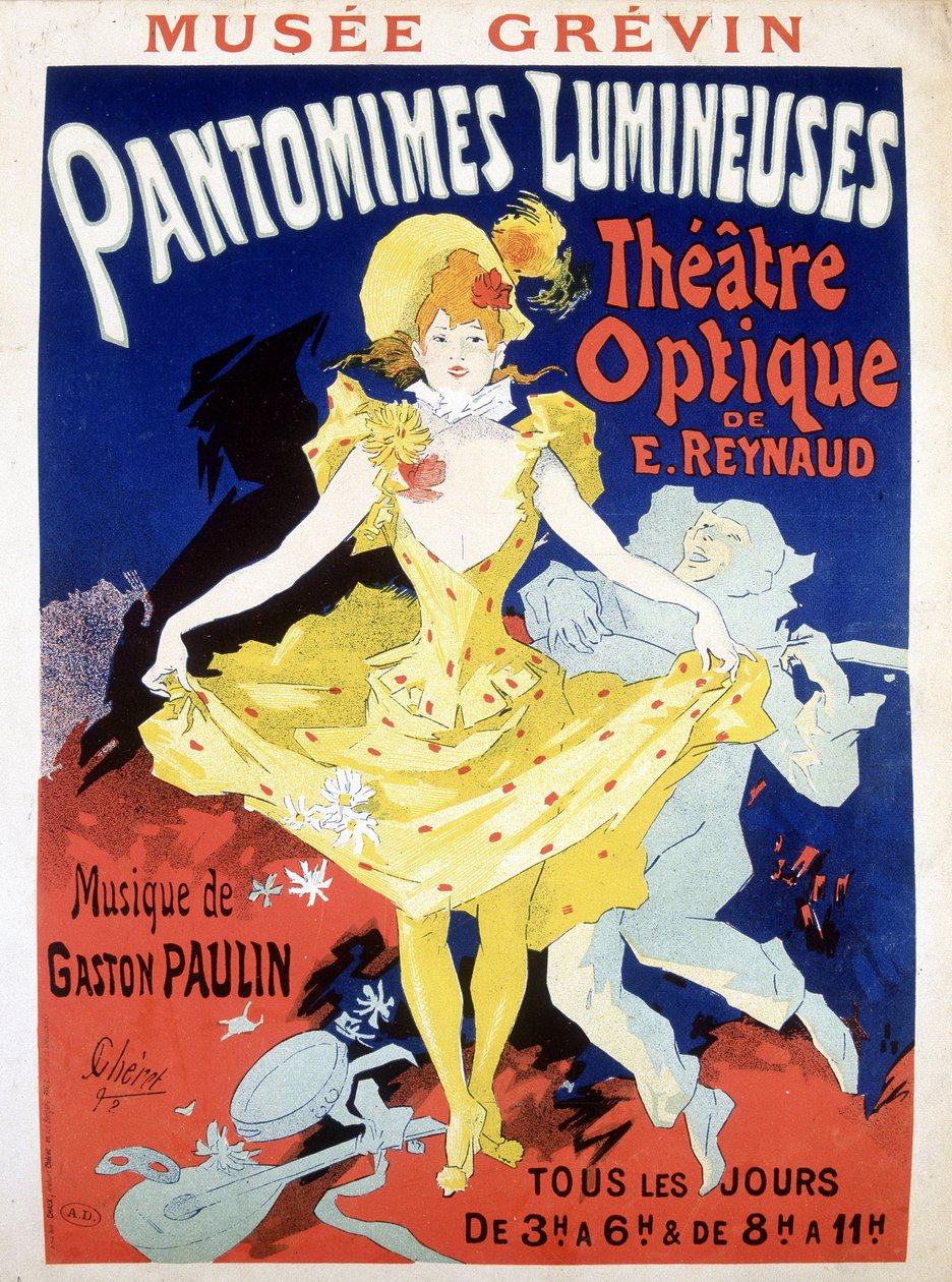 Plakat til det daglige skuespil "Pantomimes Lumineuses"" Optical Theatre of Reynaud af Unknown artist