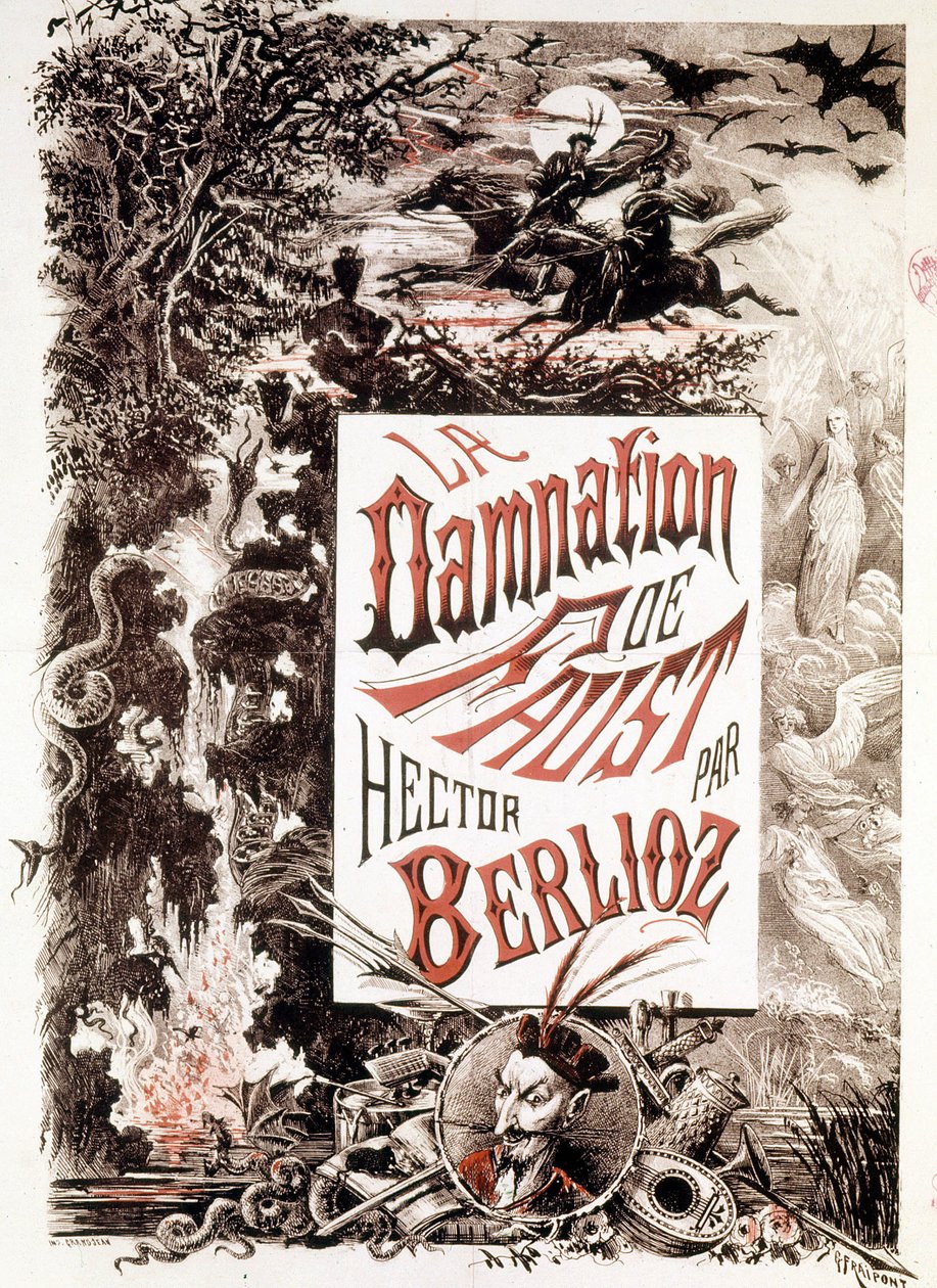 Plakat af La Damnation de Faust af Hector Berlioz. sd. slutningen af 1800-tallet. af Unknown artist