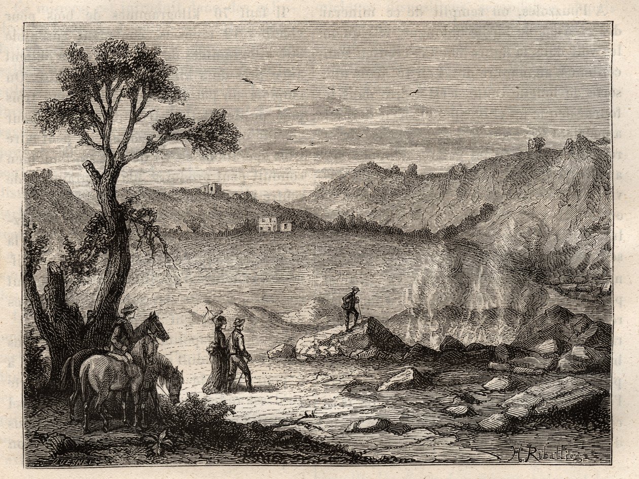 Pozzuoli Solfatara, nær Napoli - Solfatara af Pozzuoli, Italien - gravering i 