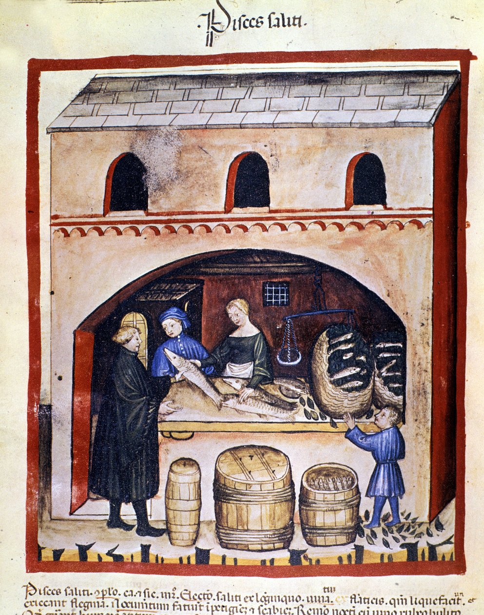 Tilberedning af snavset fisk. Belysning fra malkning af medicin og diætetik "" Tacuinum sanitatis"" af Unknown artist