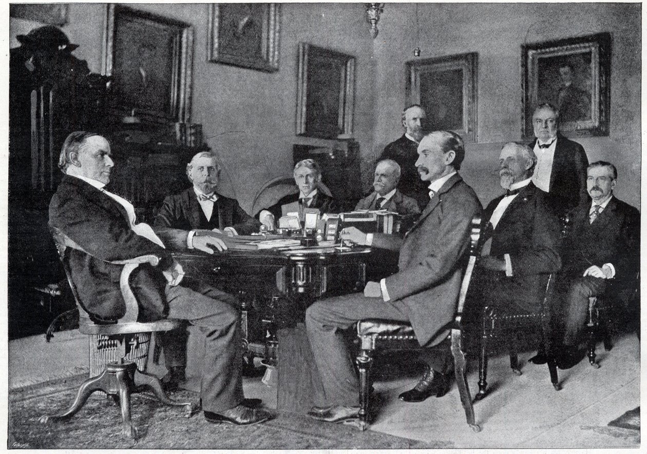 Præsident McKinley og hans kabinet i Det Hvide Hus af Unknown artist