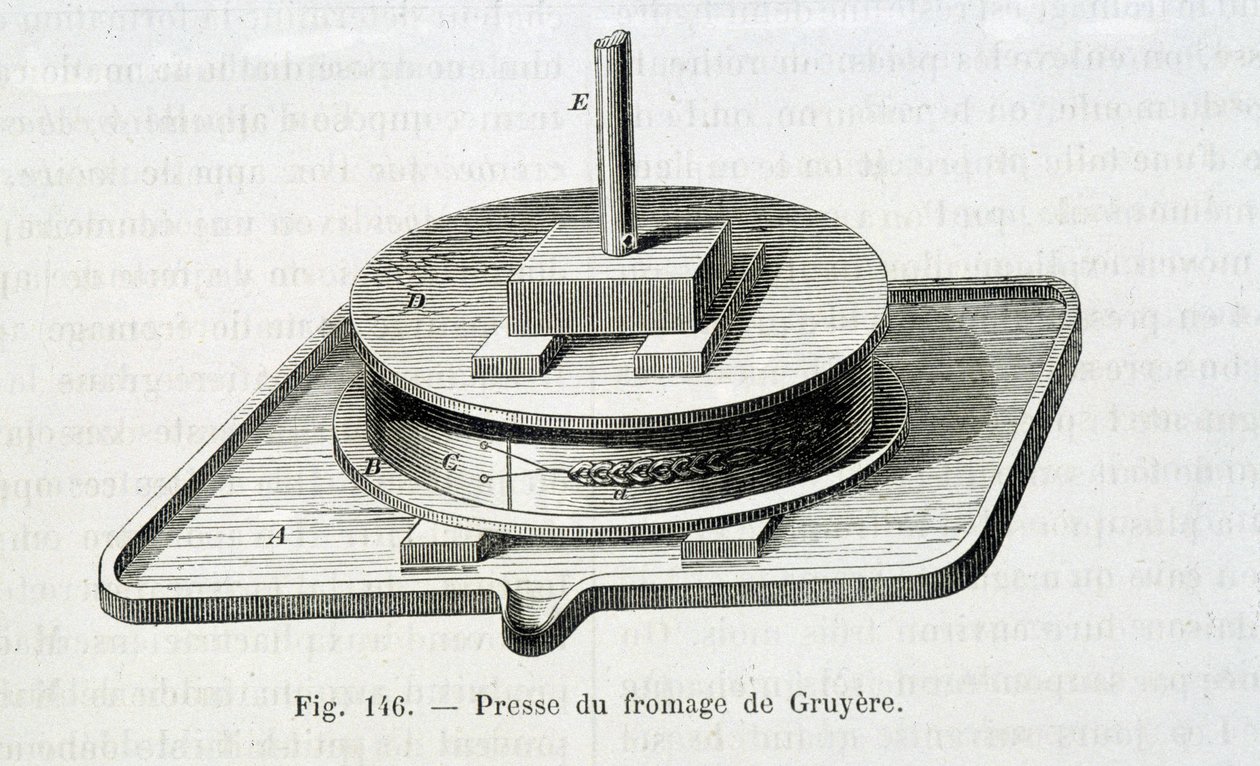 Gruyere presse - i "" Industriens vidundere"" af Louis Figuier af Unknown artist