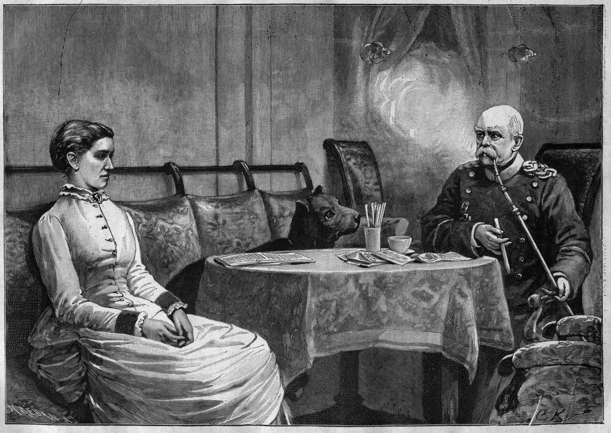Prins Otto von Bismarck (1815-98) og hans kone, Johanna (1824-94) - gravering 1887 af Unknown artist