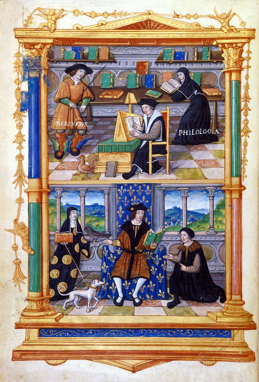 Prinsen lærer fysik, filologi, religion og vedligeholdelse - i "" Fra en prinss instruktion"" af Guillaume Bude (Budee) (Budaeus) (1467-1540) af Unknown artist