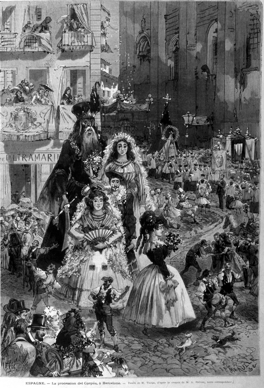 Procession af Corpus Domini til Barcelona af Unknown artist