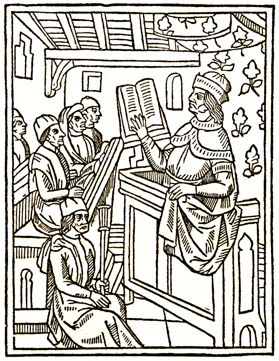 Professor underviser fra en stol af Unknown artist