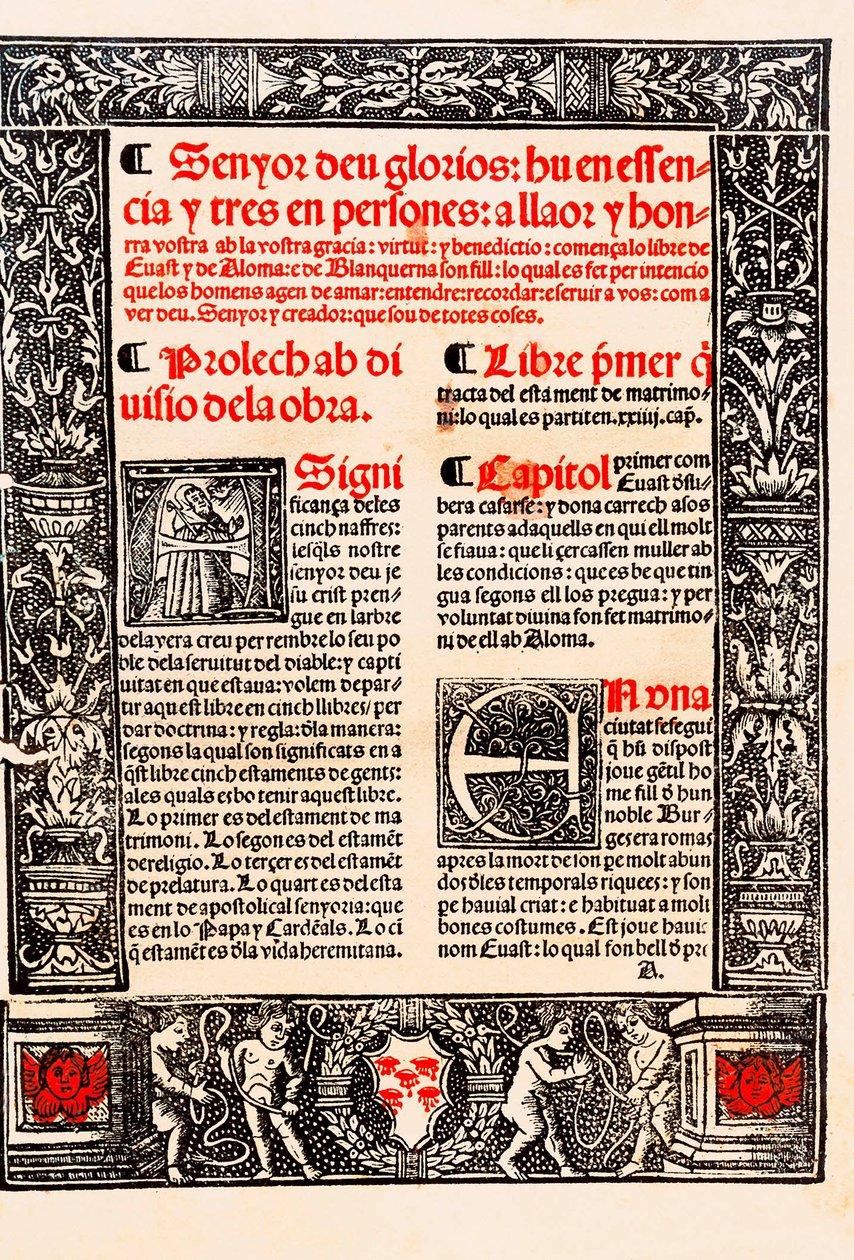 Prolog af "" Blanquerna "" af Raymond Lulle på catalansk Ramon Llull, på spansk Raimundo Lulio (Lullo) (Lull), catalansk filosof, teolog og digter (1235-1315) af Unknown artist