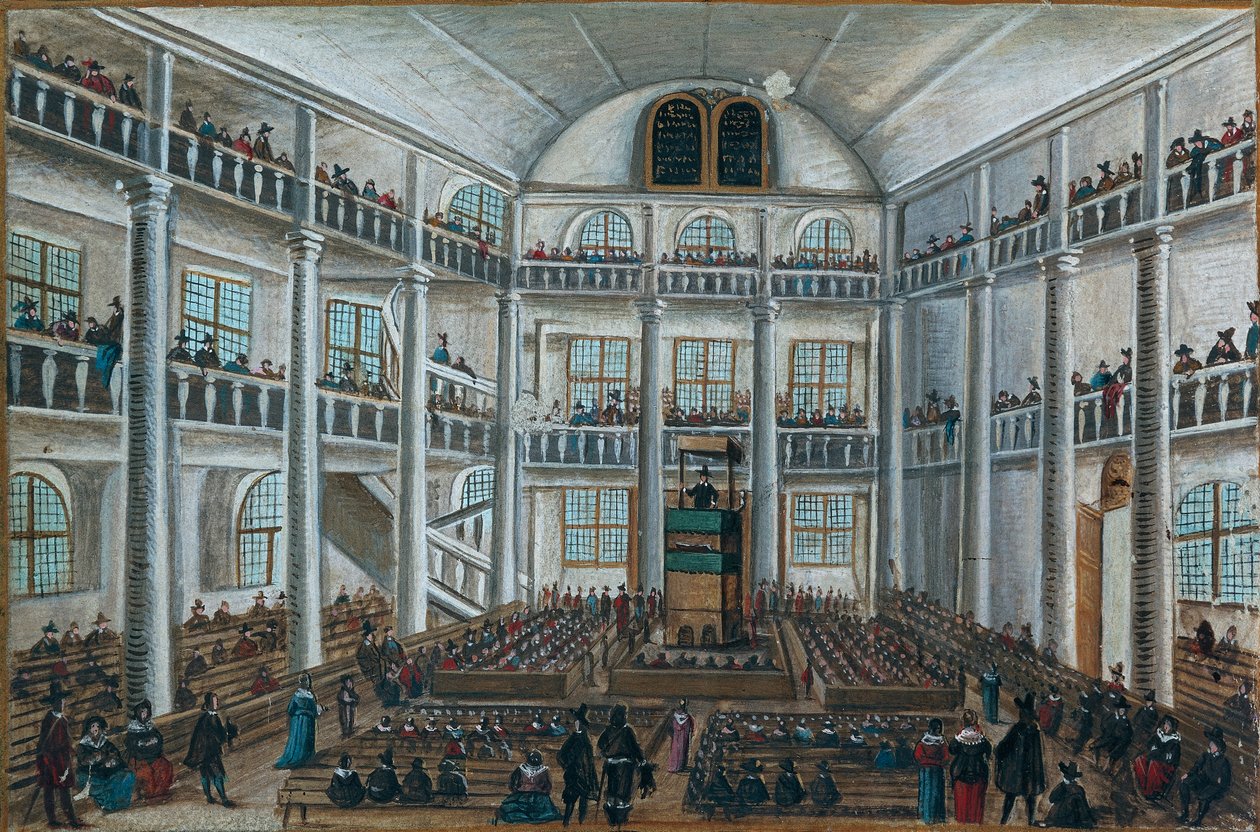 Den protestantiske kirke i Charenton, fra Book of Friends, Spira af Unknown artist