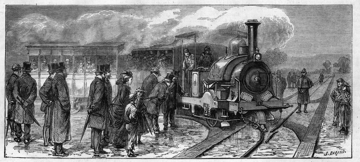 Offentlig transport: dampomnibus til Lissabon-sporvogne (Larmanjat-systemet). Portugal af Unknown artist