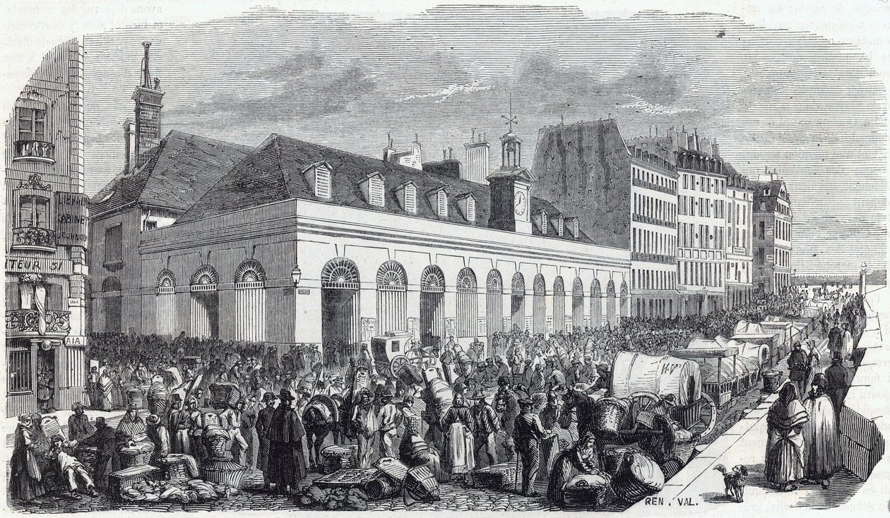Quai des Augustins: Walk of the Valley - Indgravering i "" Tableau-de-Paris"" af Edmond Texier af Unknown artist