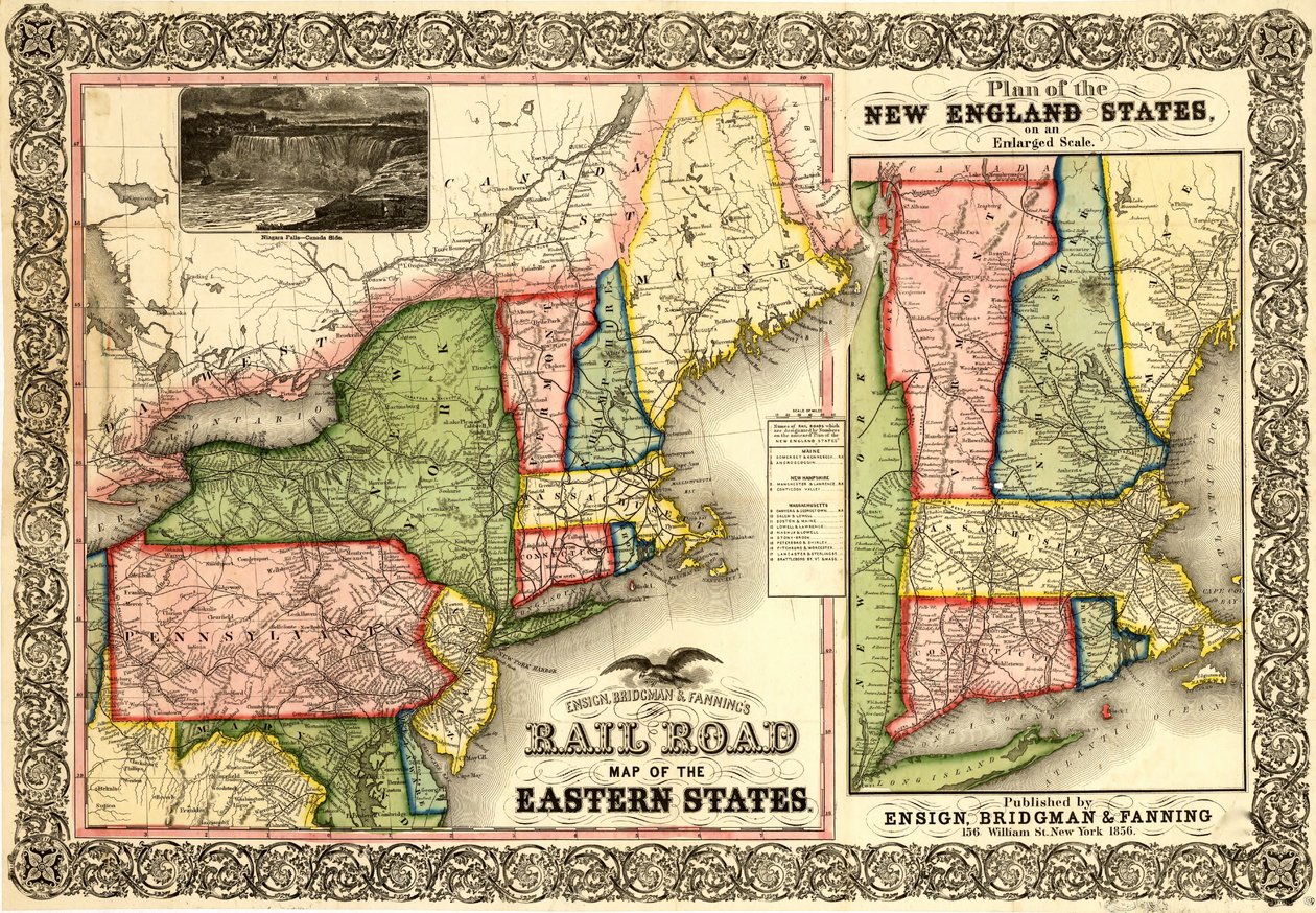 Jernbanekort over de østlige stater, New England af Unknown Artist