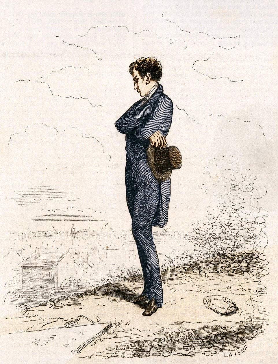 Rastignac forbliver alene, tog et par skridt op ad kirkegården... af Unknown artist