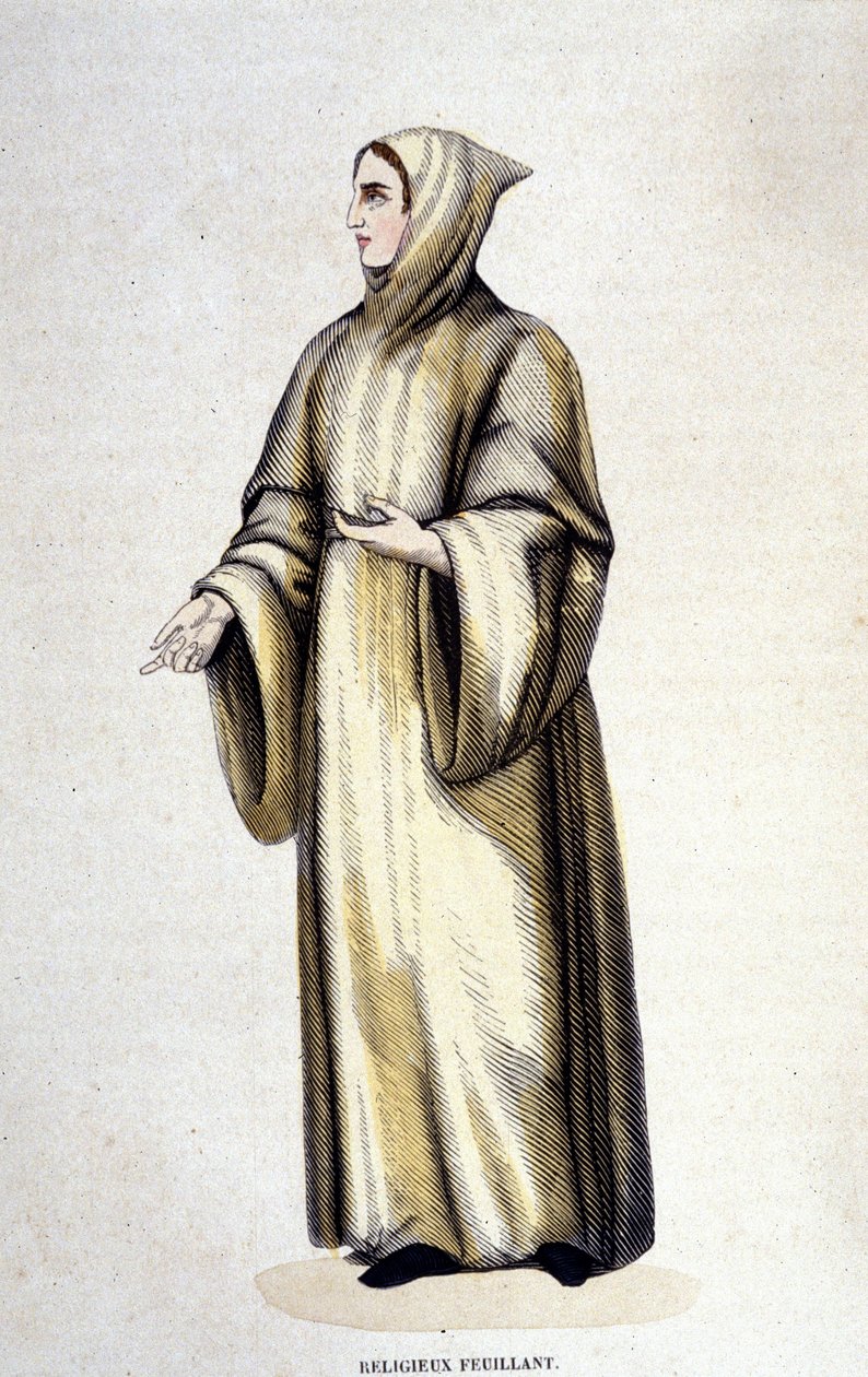 Religiøs Feuillant, Citeaux-ordenen, reformeret af Jean de La Barrière. Indgravering af det 19. århundrede. af Unknown artist