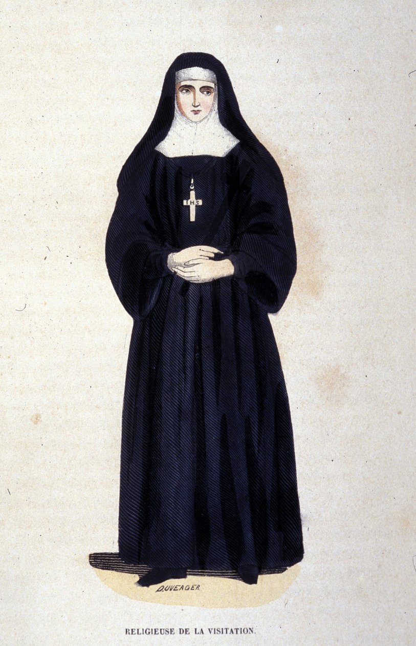 Religious of the Visitation, en orden grundlagt af Saint François de Sales og Saint Jeanne de Chantal i 1610. Indgravering af det 19. århundrede. af Unknown artist