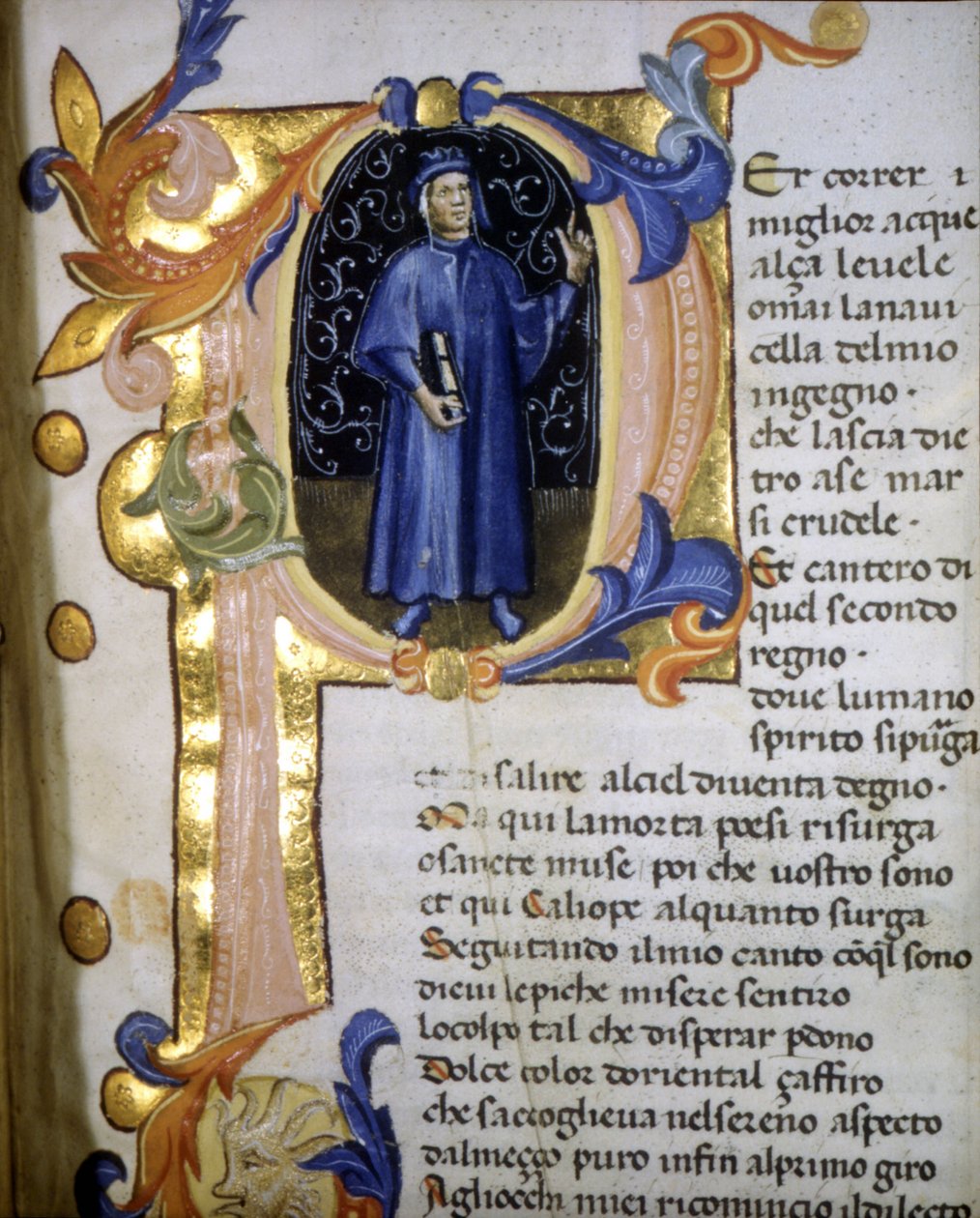 Repræsentation i et brev af digteren Dante Alighieri (1265 - 1321), miniature 1300-tallet. af Unknown artist
