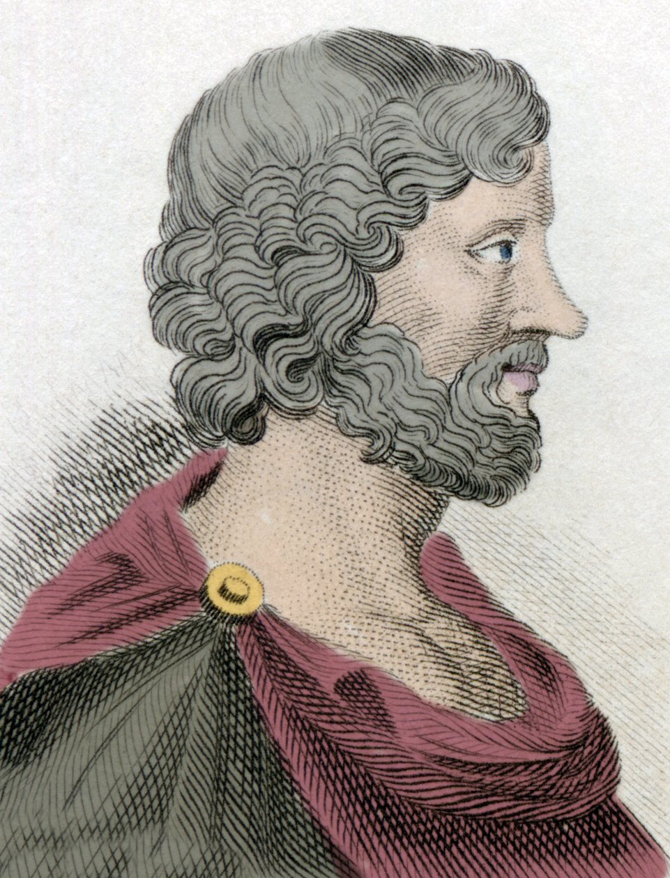 Repræsentation af Aristippe af Cyrene (435-356 f.Kr.) græsk filosof, discipel af Sokrates, gravering fra det 19. århundrede. af Unknown artist