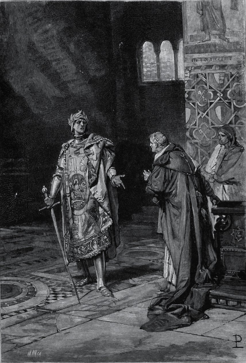 Repræsentation af Cola di Rienzo (1314-1354), det romerske folks tribune. Illustration af slutningen af det 19. århundrede af Unknown artist