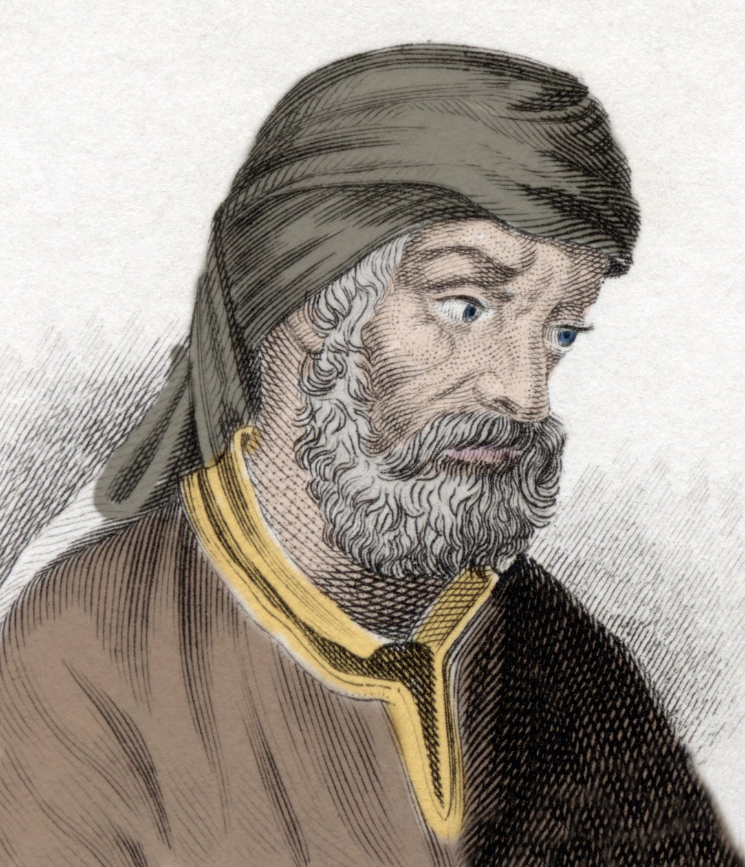 Repræsentation af Quintus Septimus Florens Tertullianus kendt som Tertullianus (ca. 150/160- ca. 230/240) teolog og kirkens fader. Indgravering af det 19. århundrede. af Unknown artist