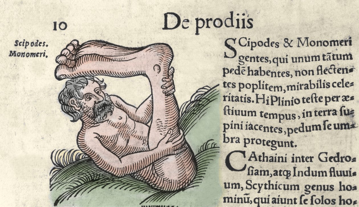 Repræsentation af et Sciapod-monster Indgravering fra "The Book of Miracles and Miracles Chronicon Basel" af Wolfhart (Conrad Lycosthene) 1557 af Unknown artist