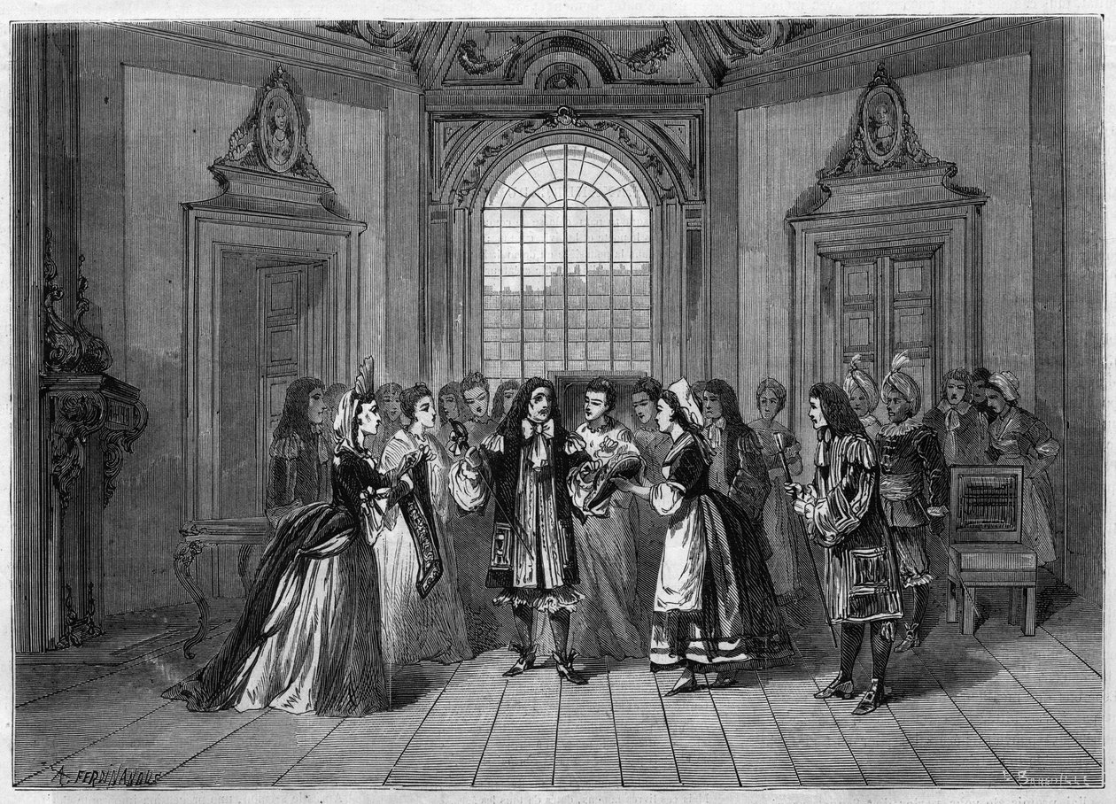 Repræsentation af en komisk opera: Ludvig XIV i "" Le roi a dit"" efter en libretto af Edmond Gondinet (1829-1888) og en musik af Leo Delibes (1836-1891). Paris, Theatre de l