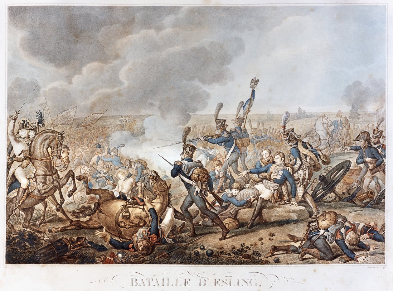 Repræsentation af slaget ved Esling den 22. maj af Unknown artist