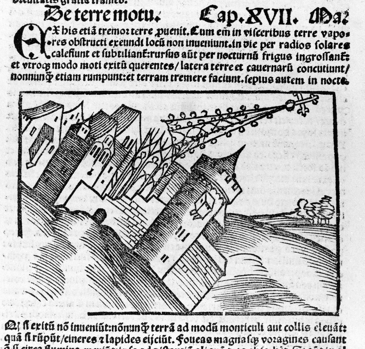 Repræsentation af jordskælvet i det 16. århundrede. af Unknown artist