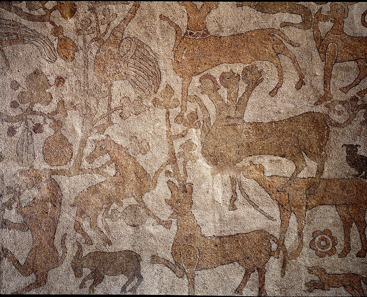 Repræsentation af den imaginære indiske fauna, der symboliserer Alexander den Stores bedrifter (356-323 f.Kr.), konge af makedonsk under erobringen af Indien Pavement of Pantaleone (eller Pantaleon) af Unknown artist