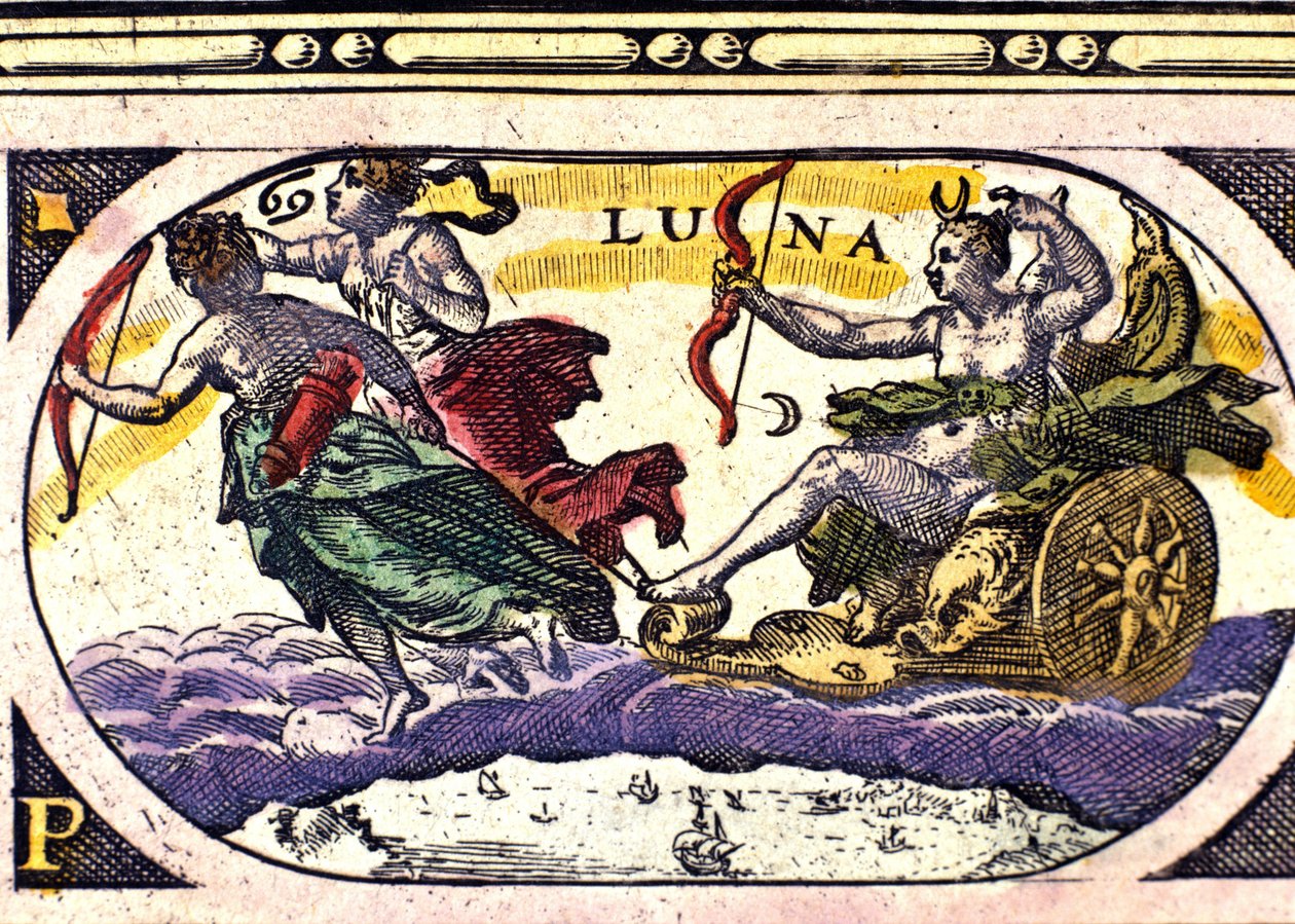 Repræsentation af månen. 1600-tals stik. af Unknown artist